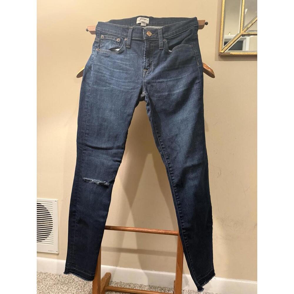 J.crew Curvy Toothpick Skinny Jeans Women Sz 26X28 Dark Blue Stretch Denim